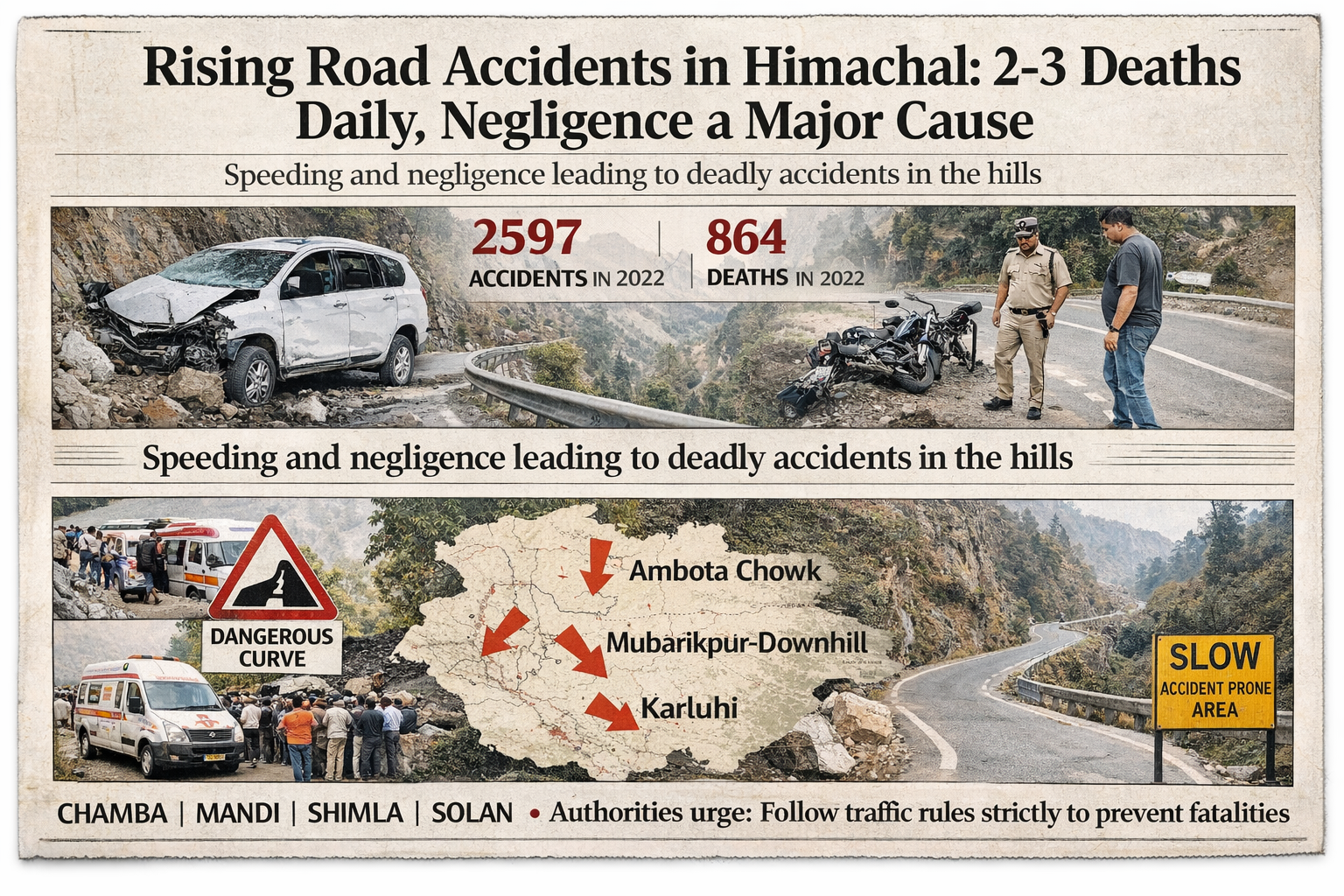 हिमाचल में सड़क हादसे: आंकड़े डराने वाले, लापरवाही सबसे बड़ा कारण
